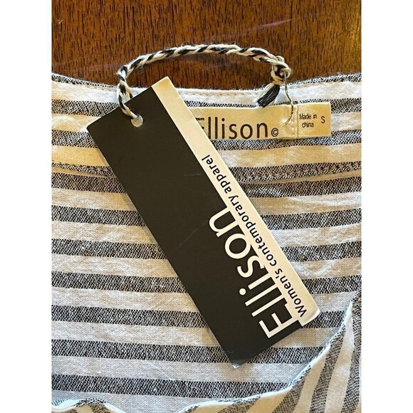 Ellison Blue And‎ White Striped Cotton Bell Sleeves Button Front Blouse Size S - Picture 10 of 13